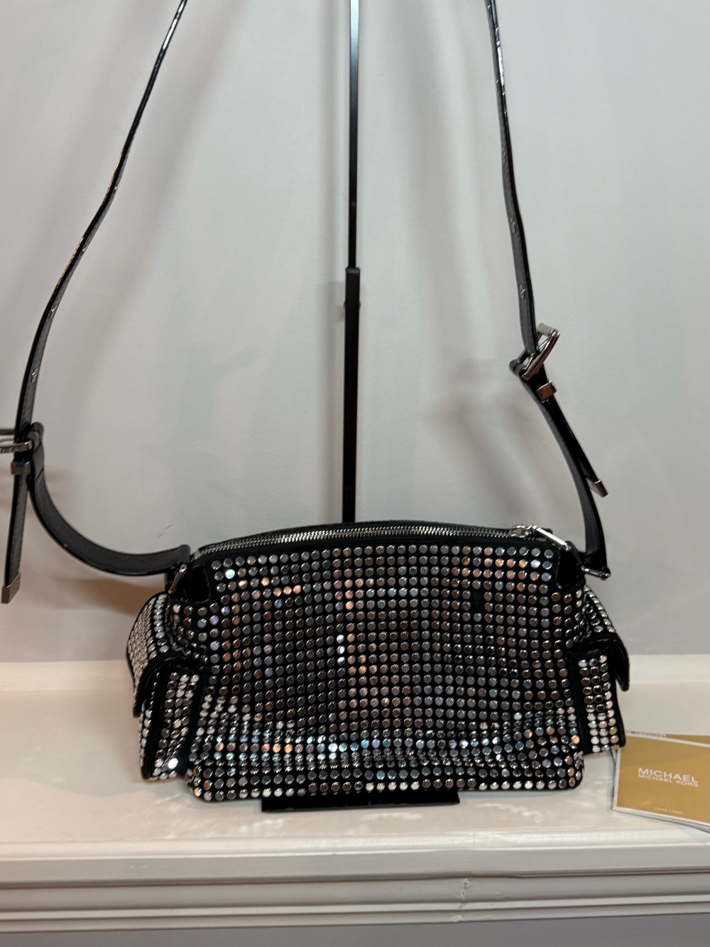 Michael Kors Dalota Black Studded Crossbody with Silver Accents - Picture 2 of 11
